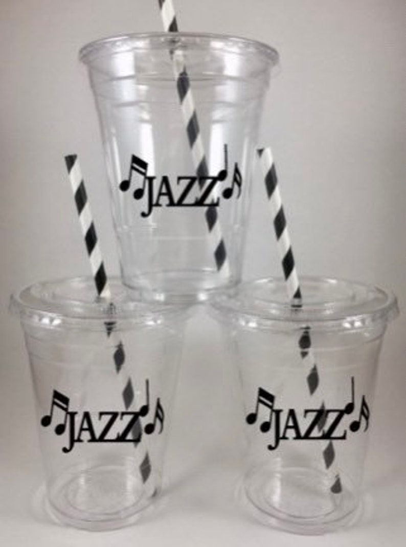 JAZZ PARTY CUPS Birthday Music Musical Cups With Lids Straws All Colors ...