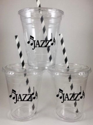 JAZZ PARTY CUPS Birthday Music Musical Cups With Lids Straws All Colors ...