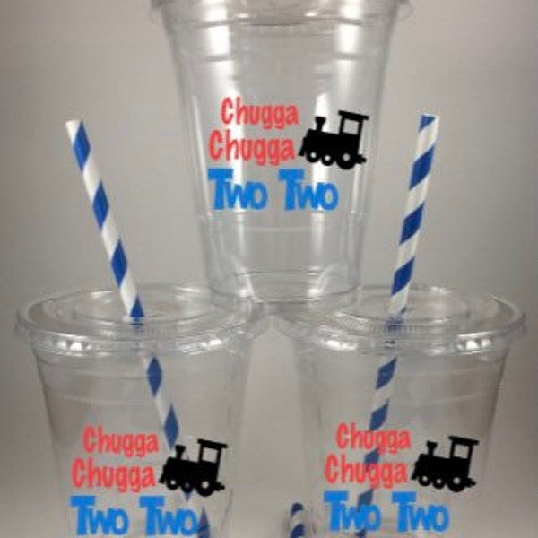 Chugga Chugga Two Two Train Party Cups Disposable 2nd Birthday Custom Colors Free