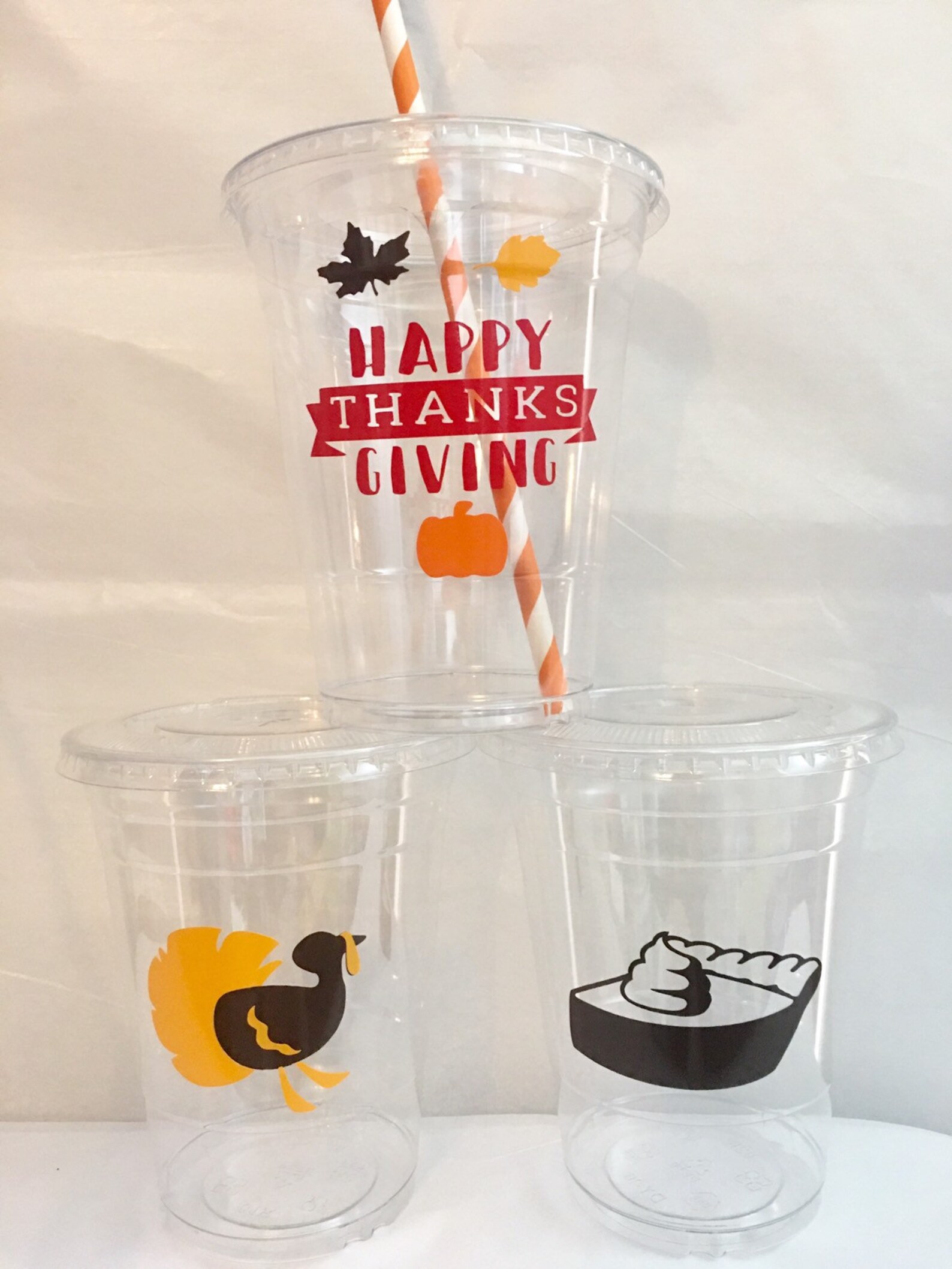 Thanksgiving Cups Kids Table Cup Set with Lids/Straws Etsy