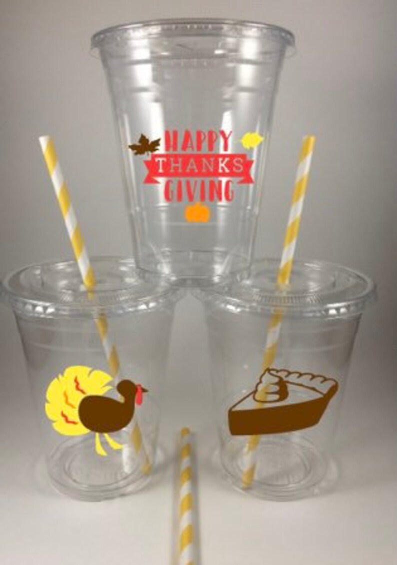 Thanksgiving Cups Kids Table Cup Set With Lids/straws Etsy