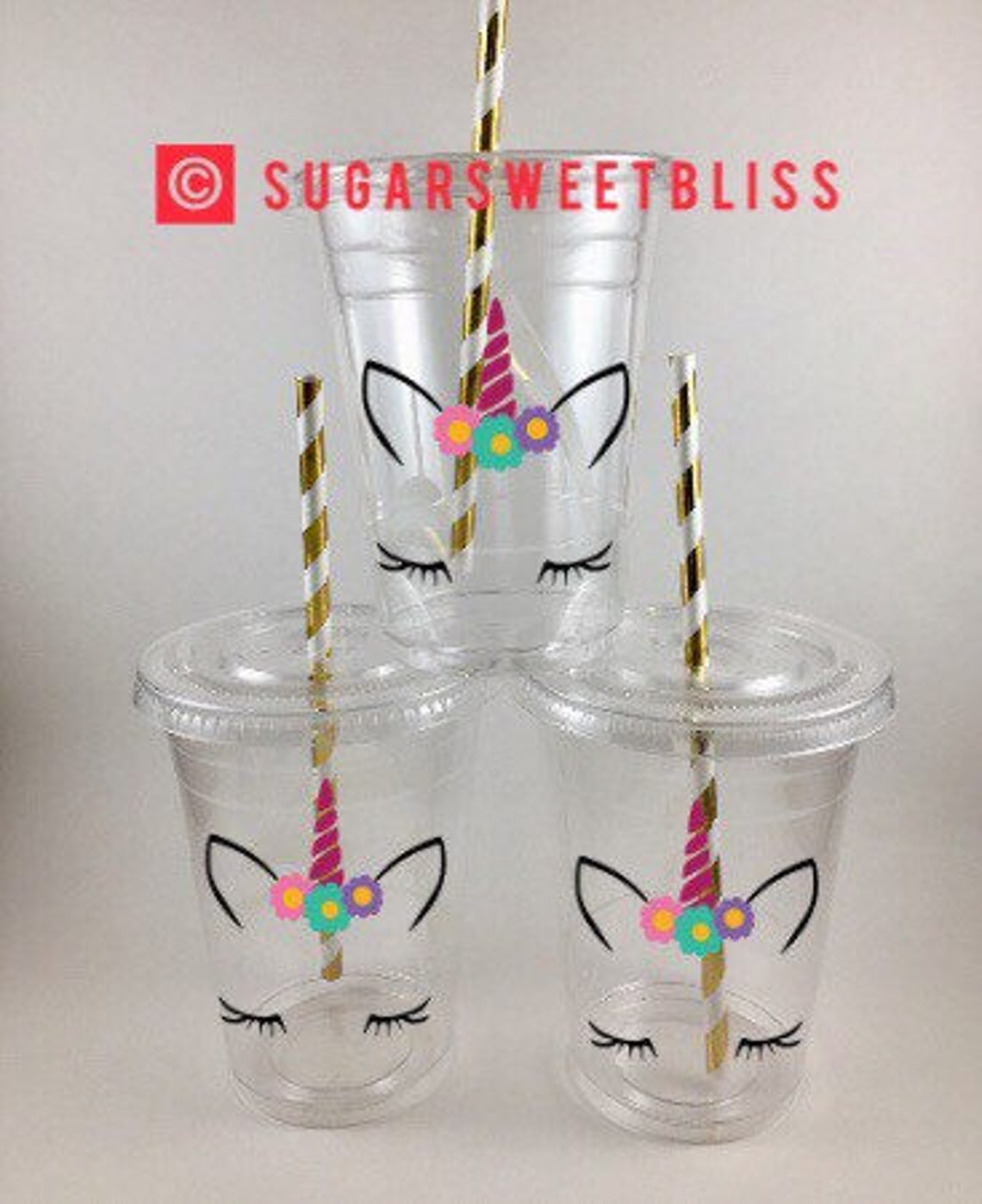 Unicorn Party Cups Unicorns Drinking Cup with Lids and Straws Etsy