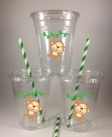 Monkey Party Cups Zoo Safari Personalized Customized Monkeys Birthday ...