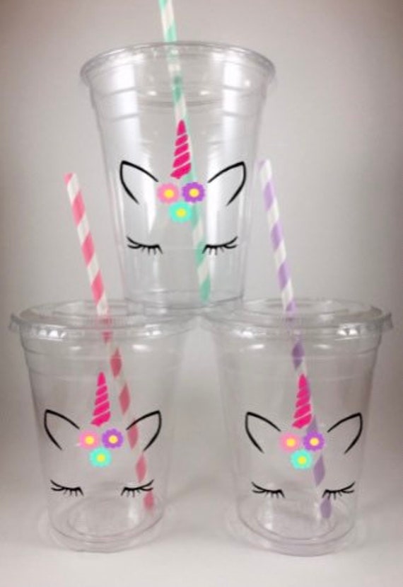 Unicorn Party Cups Unicorns Disposable With Lids Straws Birthday