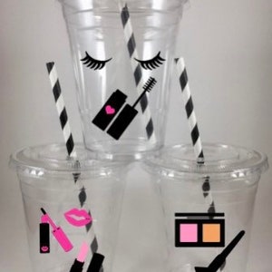 Makeup Party Cups Birthday Disposable Glam Queen Make Up