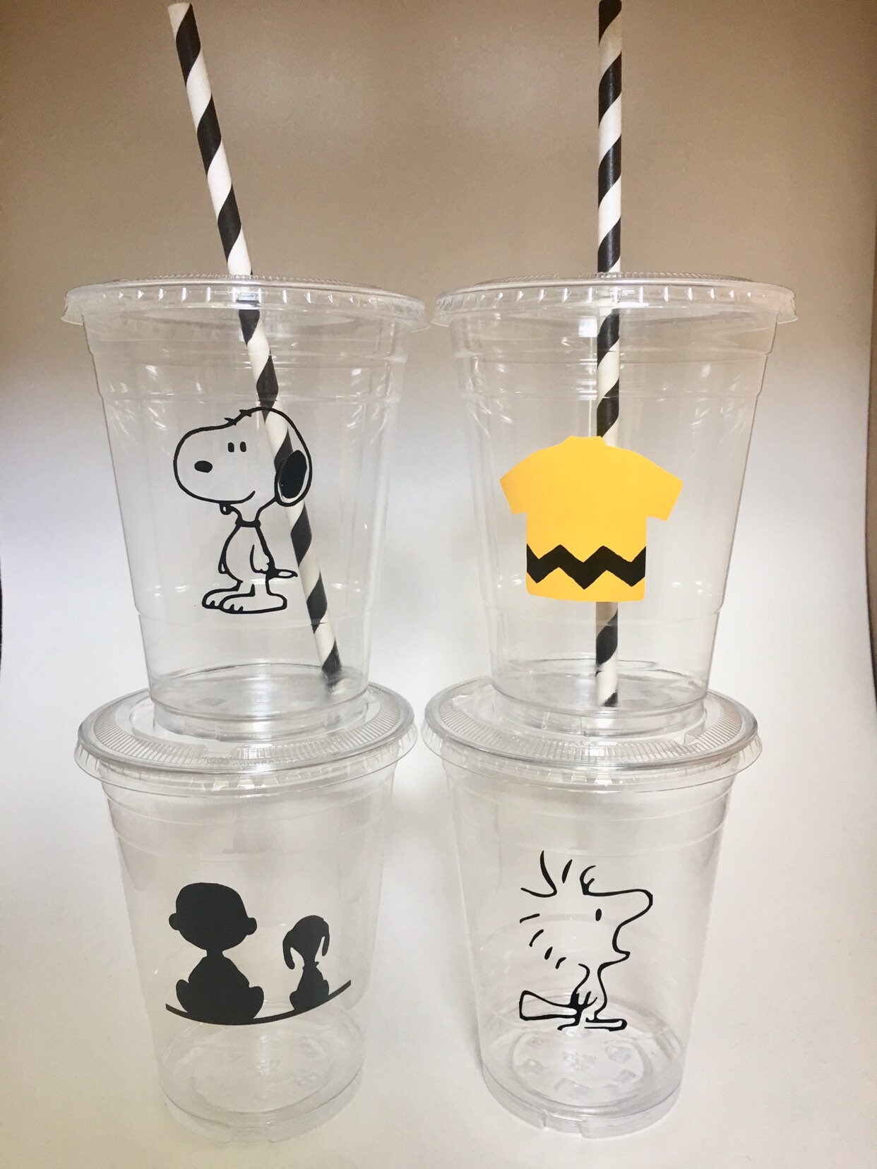 Charlie Brown Party Cups Snoopy Disposable Birthday with Lids Straws