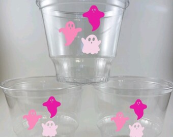 Pink Ghost Halloween PARTY CUPS Punch Drinks Dessert Ice Cream Food Favors