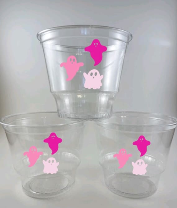 Pink Ghost Halloween PARTY CUPS Punch Drinks Dessert Ice Cream 