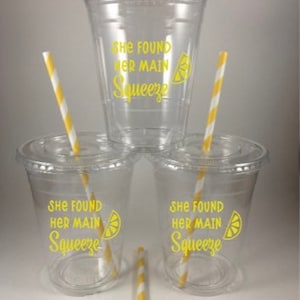 Main Squeeze Party Cups Lemon Bachelorette Engagement Disposables Lemons