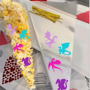 Dragon PARTY BAGS Empty Cone Shaped Favor Bag Birthday Candy Treat Set Diy You Fill Dragons Girls