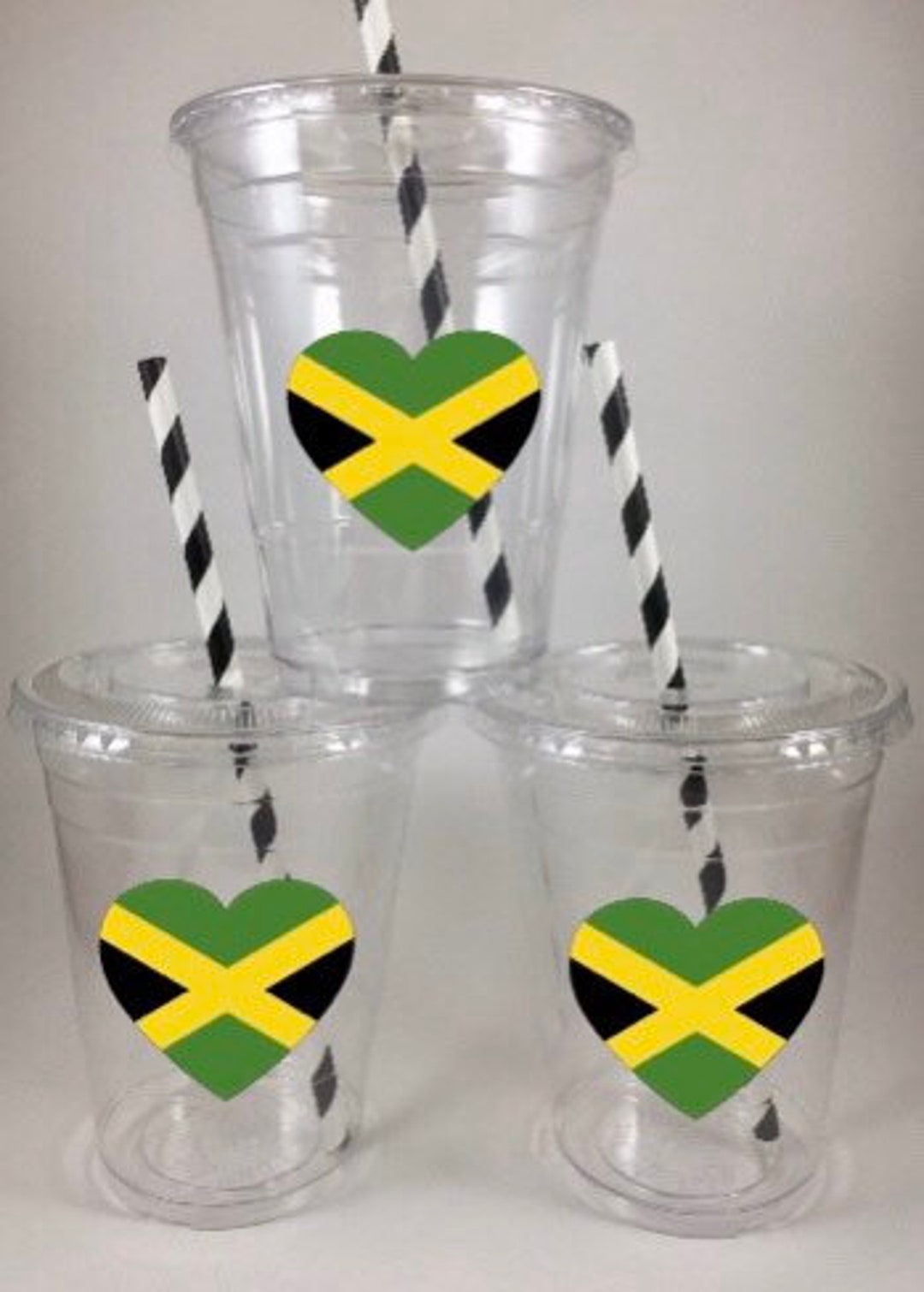 Jamaica PARTY CUPS Jamaican Flag Birthday With Lids Straws Personalized Disposables Etsy
