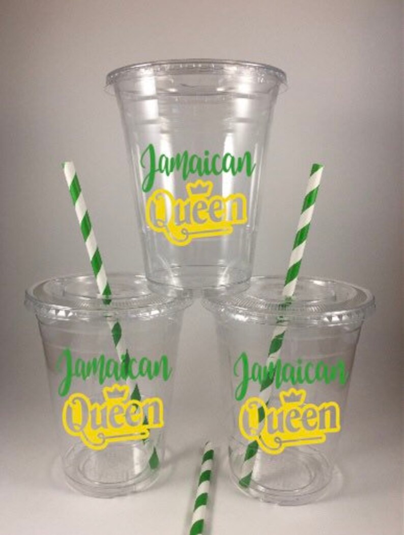 Jamaica PARTY CUPS Jamaican QUEEN Birthday With Lids Straws Etsy