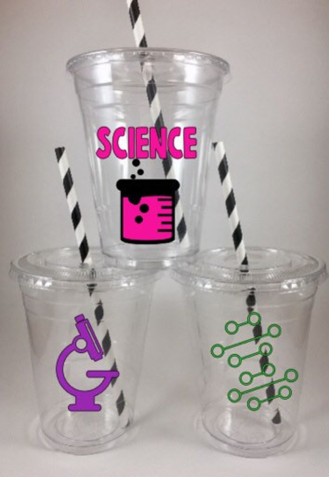 Girl Science Party Cups Mad Scientist Birthday Cup With Lids Straws Girls Etsy