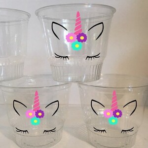 Unicorn Birthday Party Dessert Cups Eyelashes Face Favors Treat Food Snack Cup