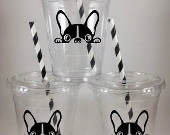 Frenchie PARTY CUPS French Bulldog Birthday Disposable Personalized Custom Colors