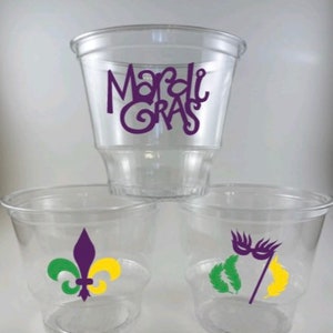 Mardi Gras PARTY CUPS Birthday Punch Drinks Dessert Ice Cream Food Favors
