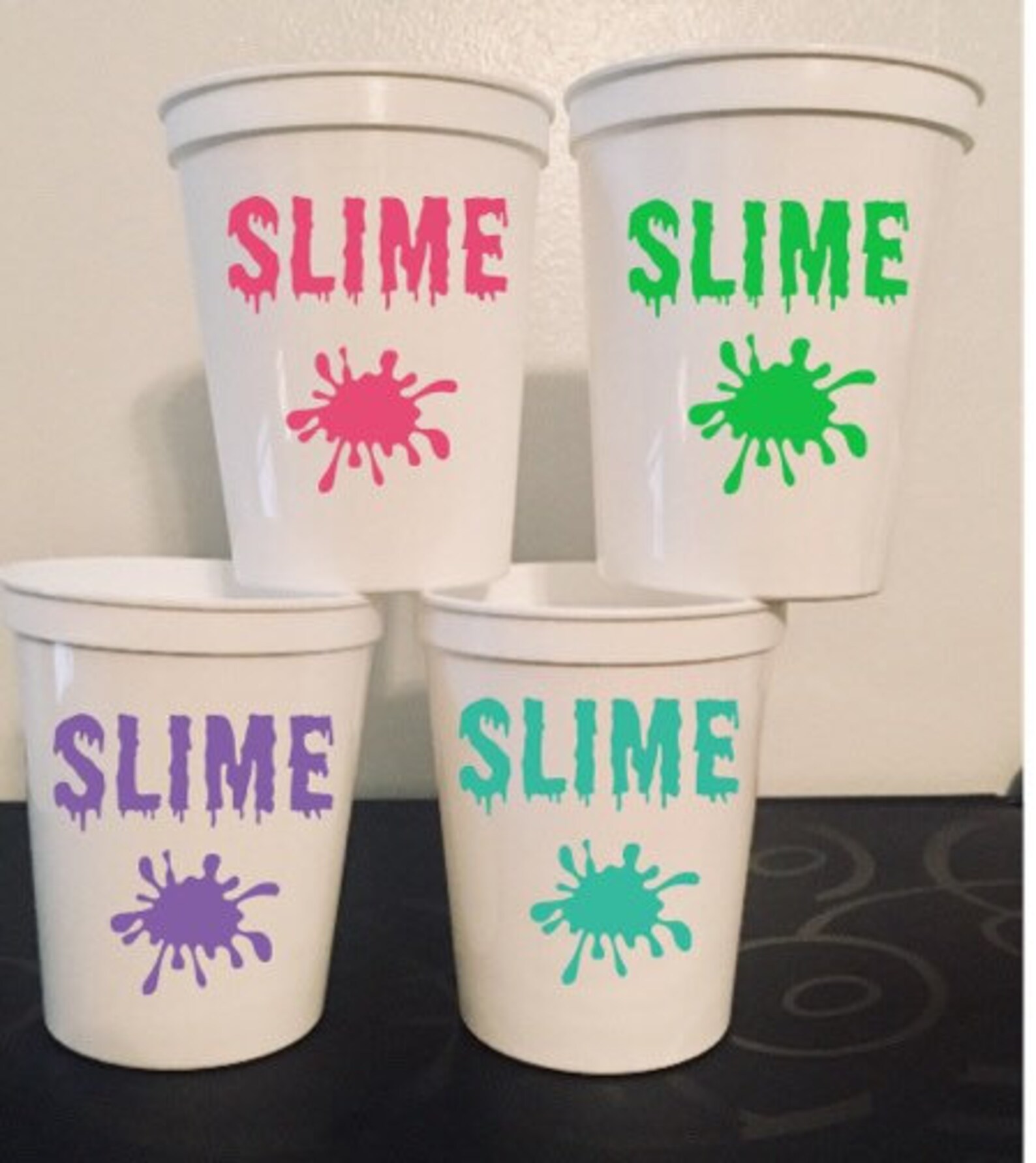 GIRLS SLIME PARTY Cups Birthday Favors Girl Colors Decorations Goodie ...