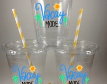 Vacation Party Cups Disposable Beach Vacay Summer Staycation Birthday