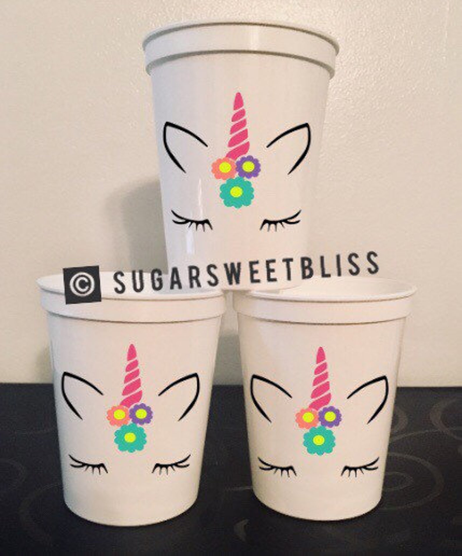 UNICORN CUPS Reusable Plastic Birthday Cup Set Unicorns Party Etsy