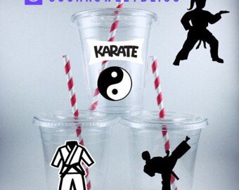 Karate Party Cups Girls or Boys Birthday Disposable Favors Cup Set Martial Arts