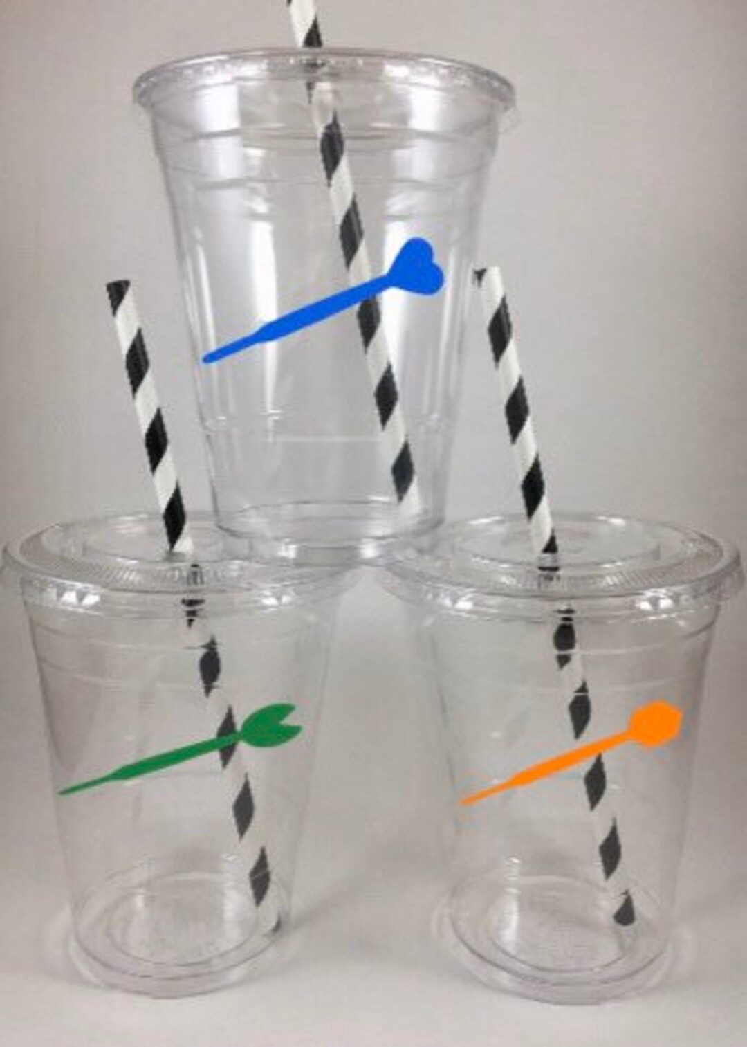Darts PARTY CUPS Throwing Dart Birthday With Lids Straws Personalized