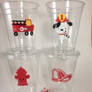 FIREMAN PARTY CUPS Firefighter Birthday Firetruck Personalized Customized