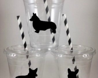 Corgi PARTY CUPS Dog Birthday Disposable Personalized Custom Colors Free Corgis