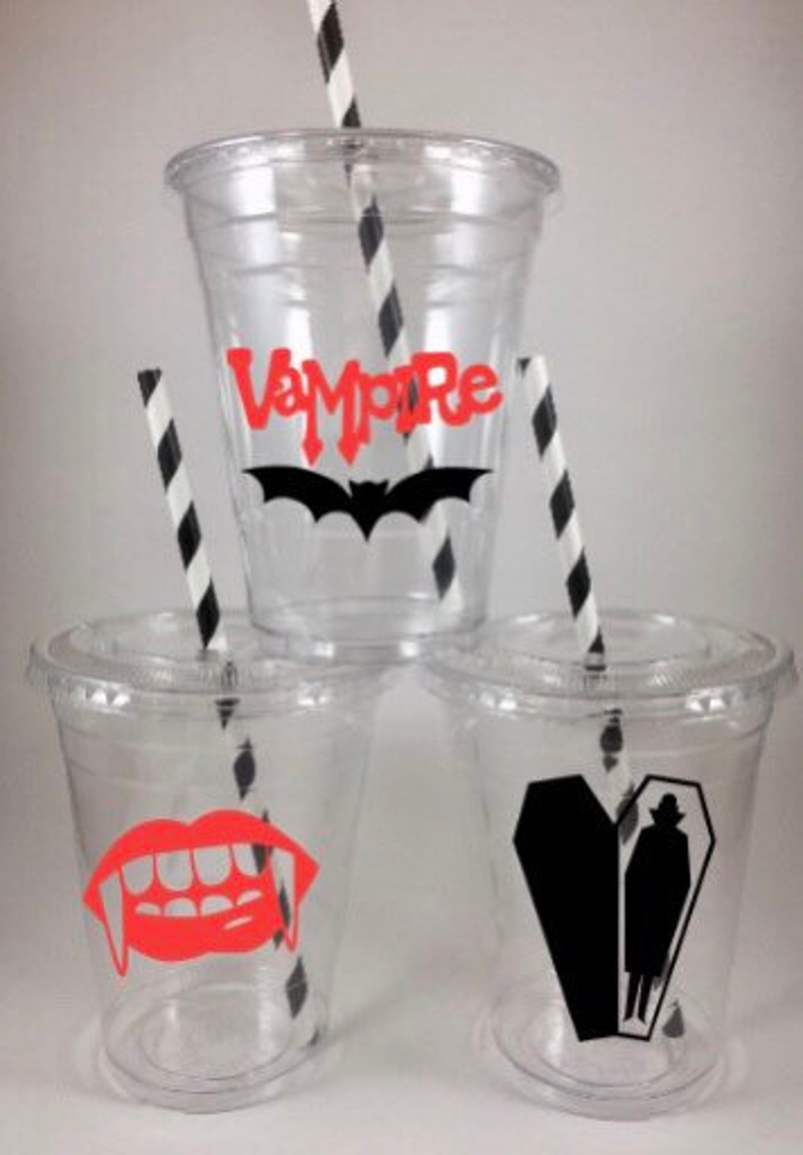 Vampire PARTY CUPS Birthday With Lids Straws Vampires Horror Etsy