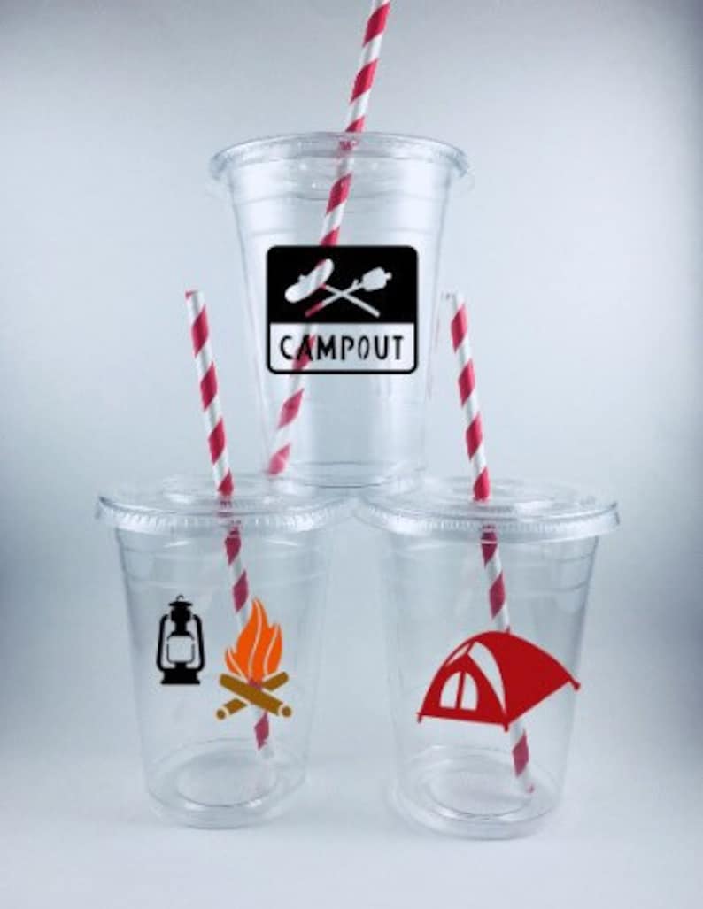 CAMPING PARTY CUPS Outdoors Theme Camp Cup Birthday Set With Etsy