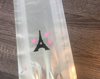 Paris Party Birthday Bags Cellophane Treat Goodie Loot Bag Eiffel Tower Sacks