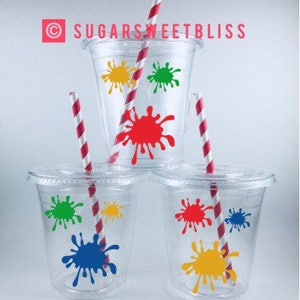 Paint Art PARTY CUPS Birthday Disposable Painting Artist Splatter Paintbrush Personalized Customized