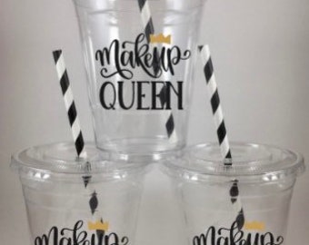 Makeup Party Cups Birthday Disposable Glam Queen Make Up