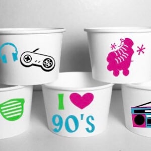90’s PARTY Cups Birthday Food Treat Favors Bowl Cup Nineties