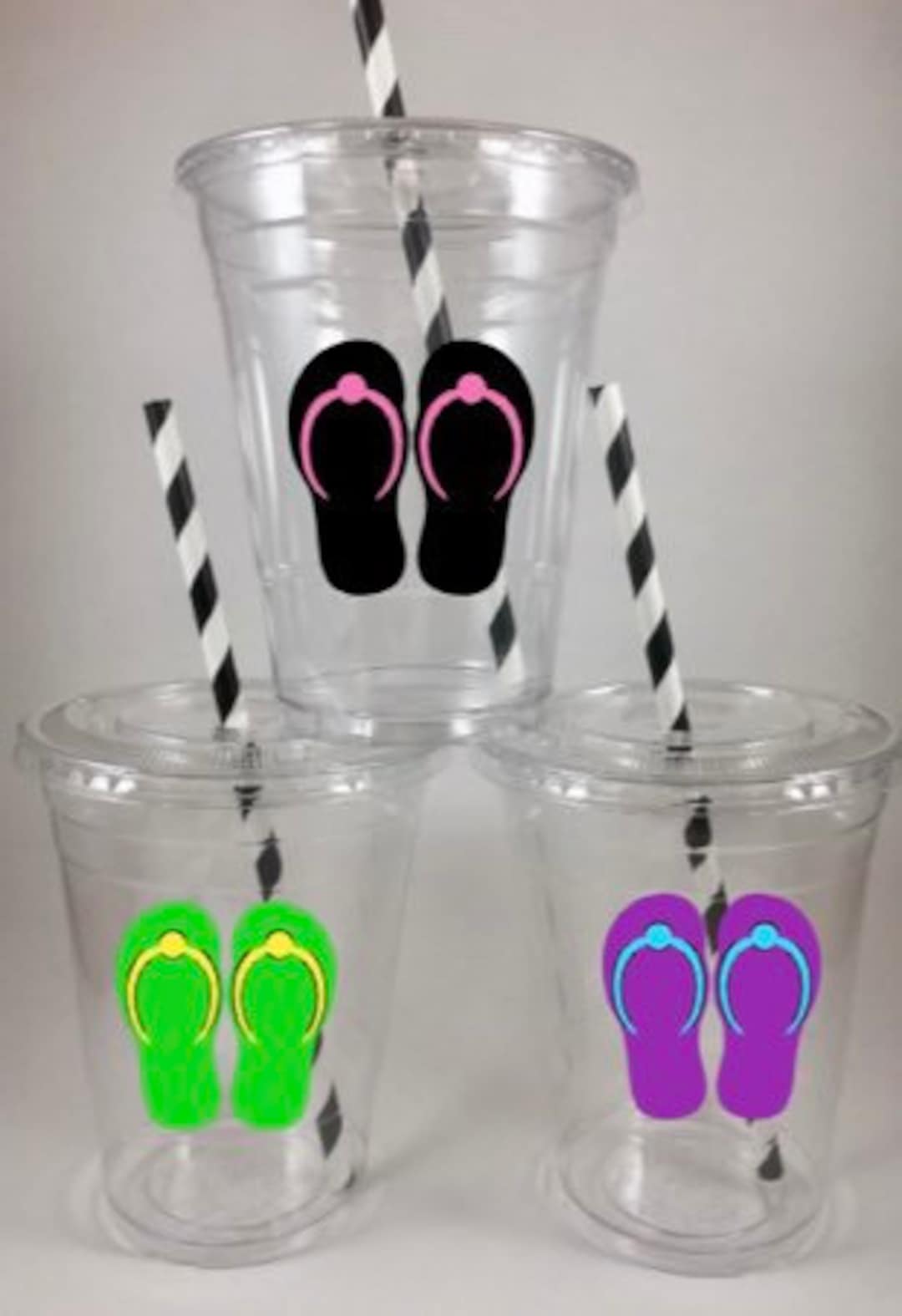 Floppa Cups Flip Flop PARTY CUPS Birthday Flops Disposable With Lids Straws ...