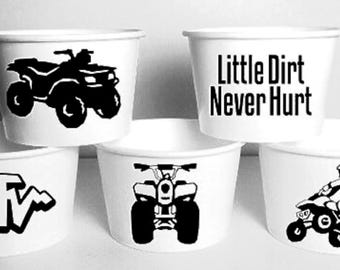 ATV 4 Wheeler Birthday Cups Treat Party Favors Cup Ice Cream Food Four Wheeler