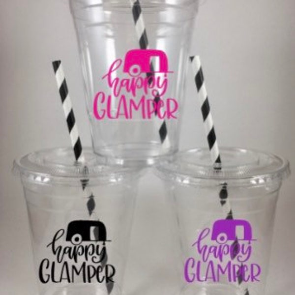 GLAMPING PARTY CUPS Disposable Girls Glam Camping Camper Slumber  Birthday Sleepover