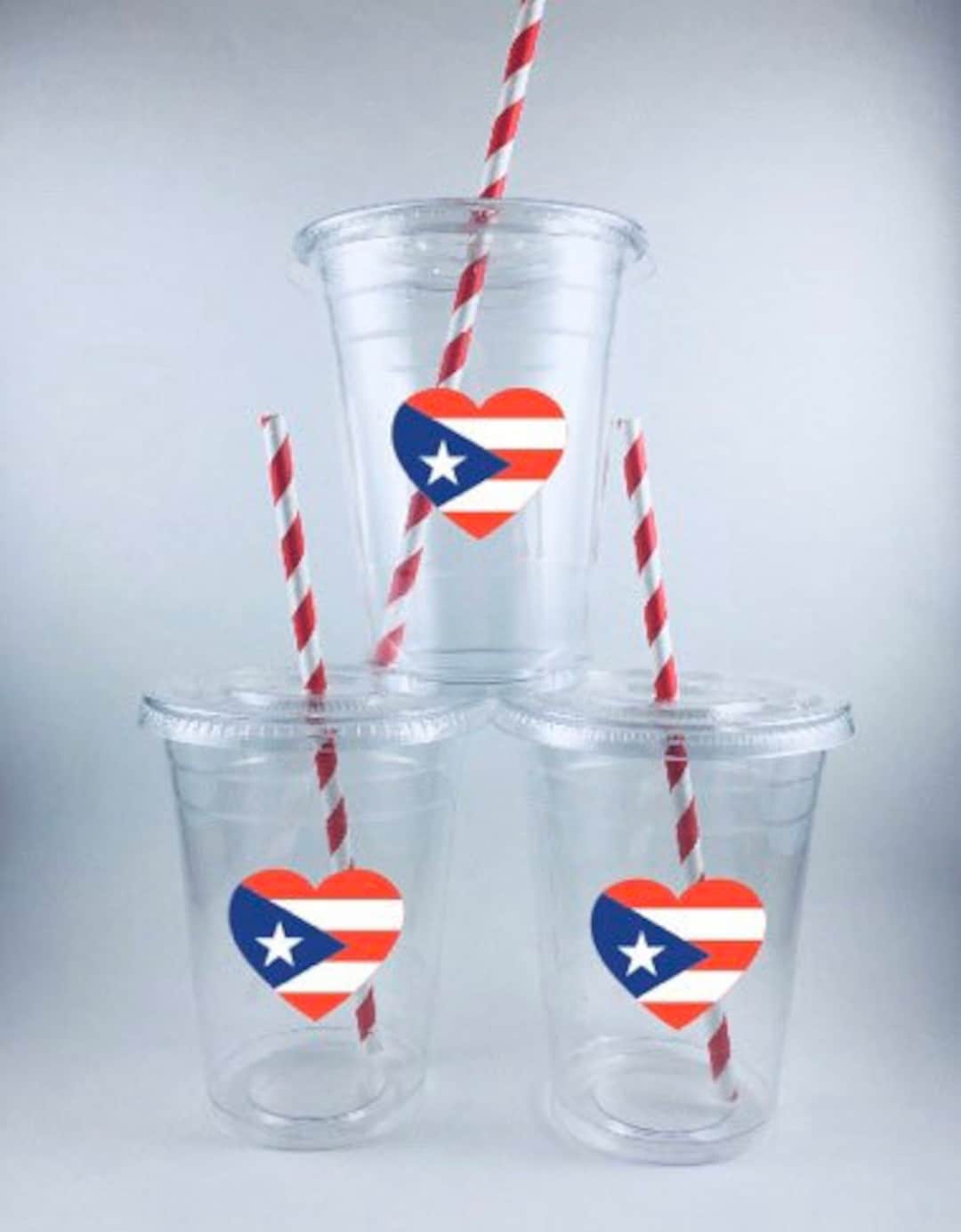 Puerto Rico PARTY CUPS Rican Flag Birthday Lids Straws DISPOSABLE Etsy