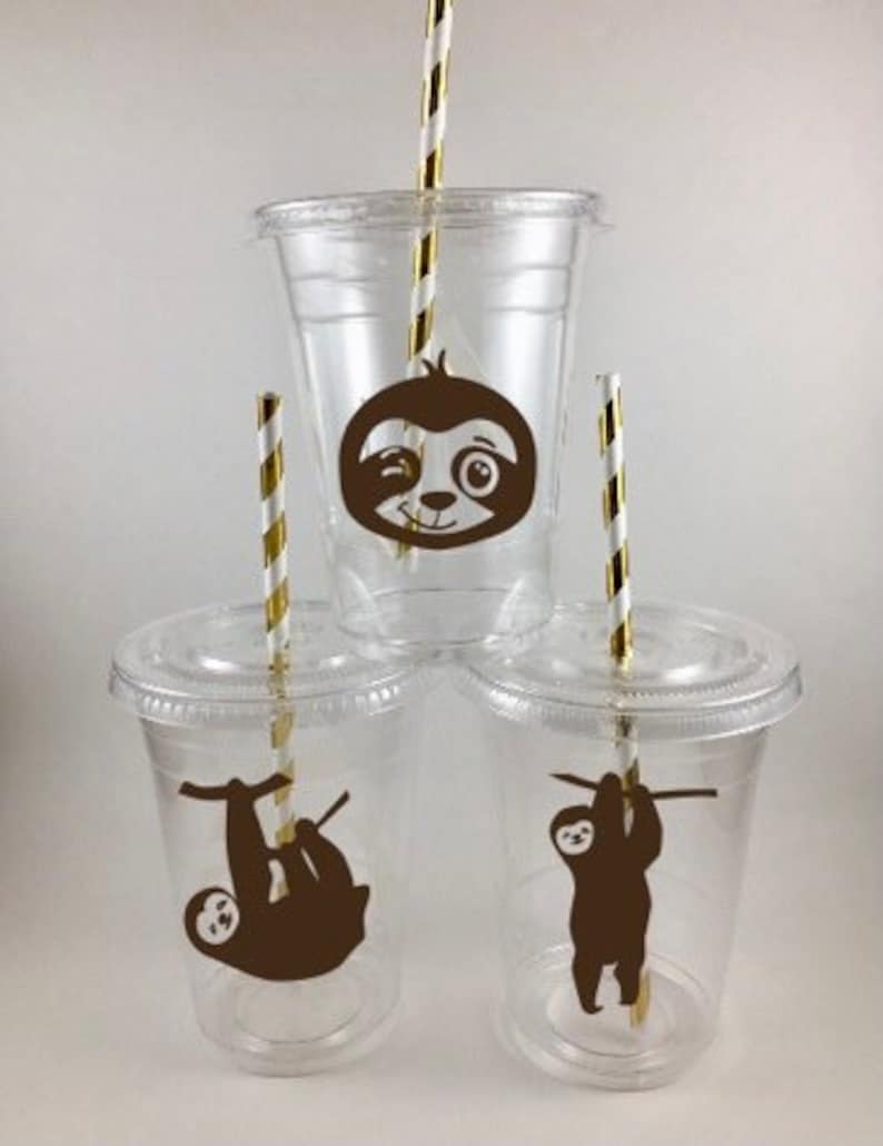 SLOTH PARTY CUPS Sloths Birthday Disposable Personalized Custom Colors ...