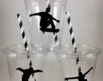 Skateboard PARTY CUPS Skateboarding Birthday Personalized Colors Free