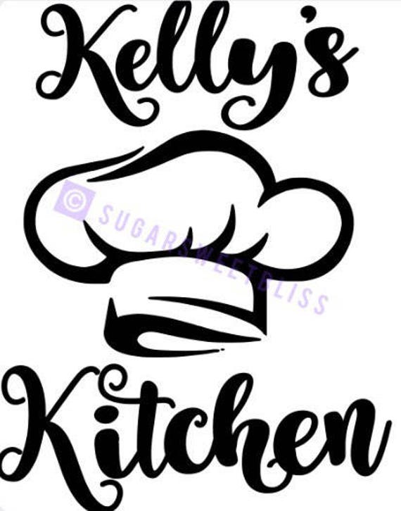 CHEF HAT DECAL Personalized Name Kitchen Decor Customized Any Etsy