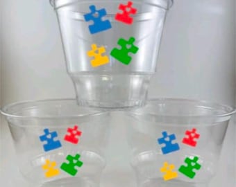 Autism Puzzle PARTY CUPS Punch Drinks Dessert Snacks Food Favors Popcorn