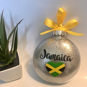 Jamaica Flag Ornament Christmas GLITTER Large 4” Ornaments Jamaican
