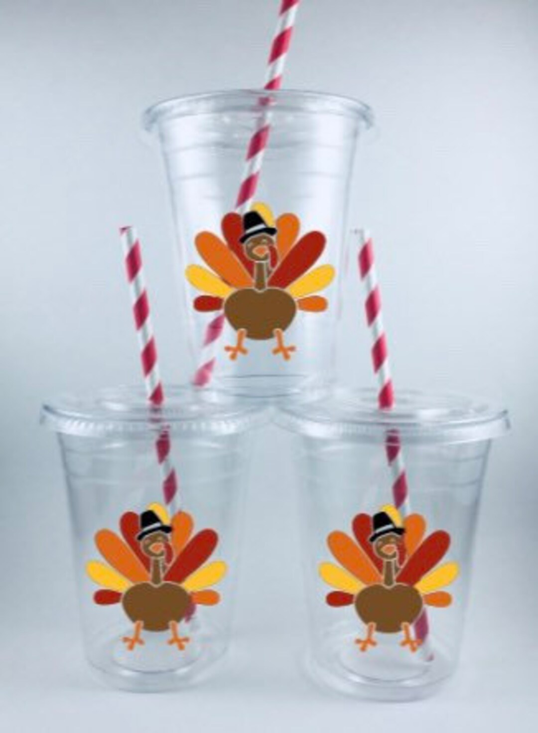 Turkey Thanksgiving Cups Disposable Kids Table Decorations Fall Dinner ...