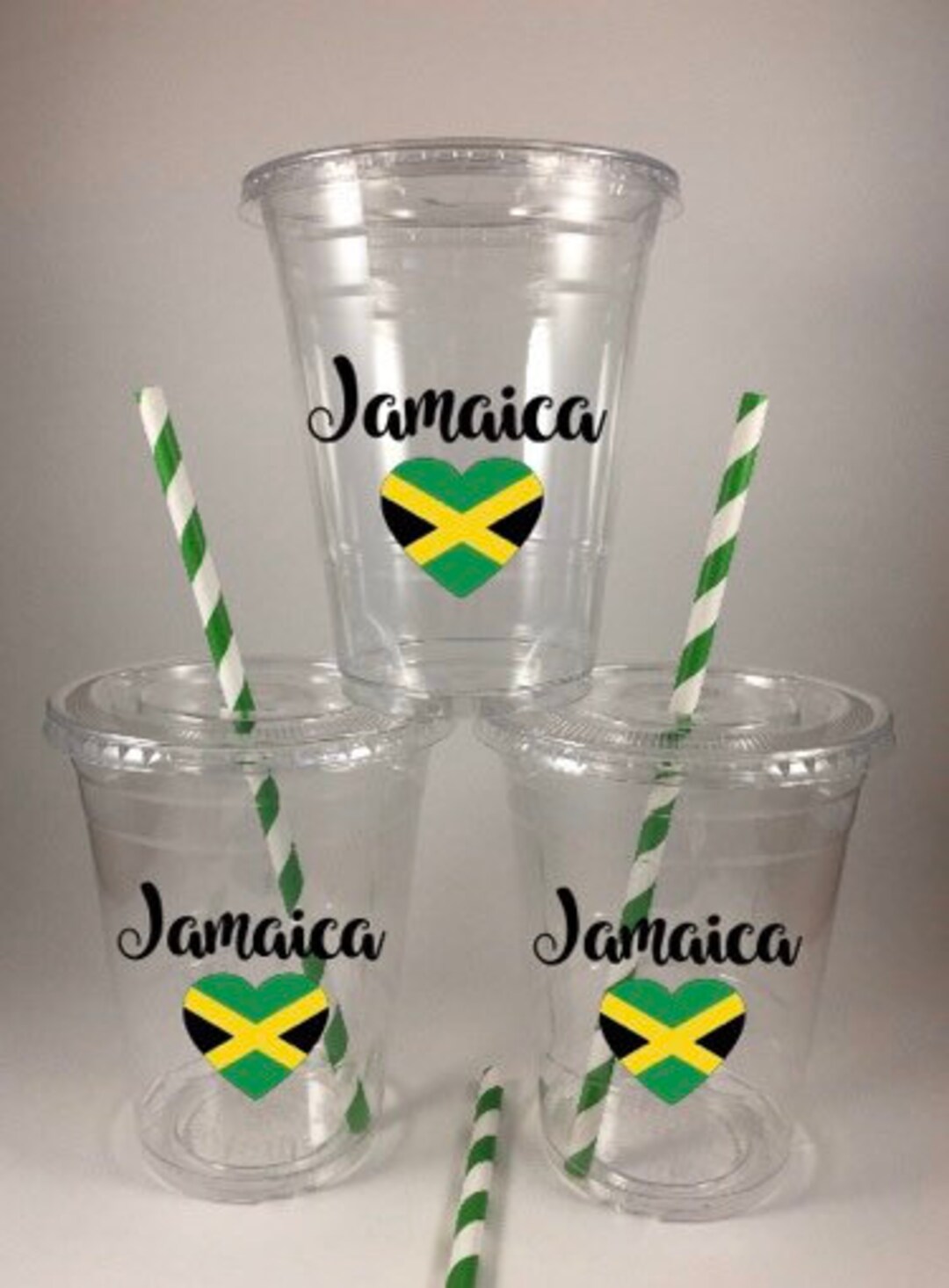 Jamaica PARTY CUPS Jamaican Flag Birthday With Lids Straws Personalized Disposables Etsy