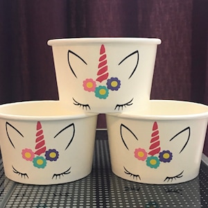 Unicorn Party Cups Ice cream Treat Food Bowl Unicorns Birthday