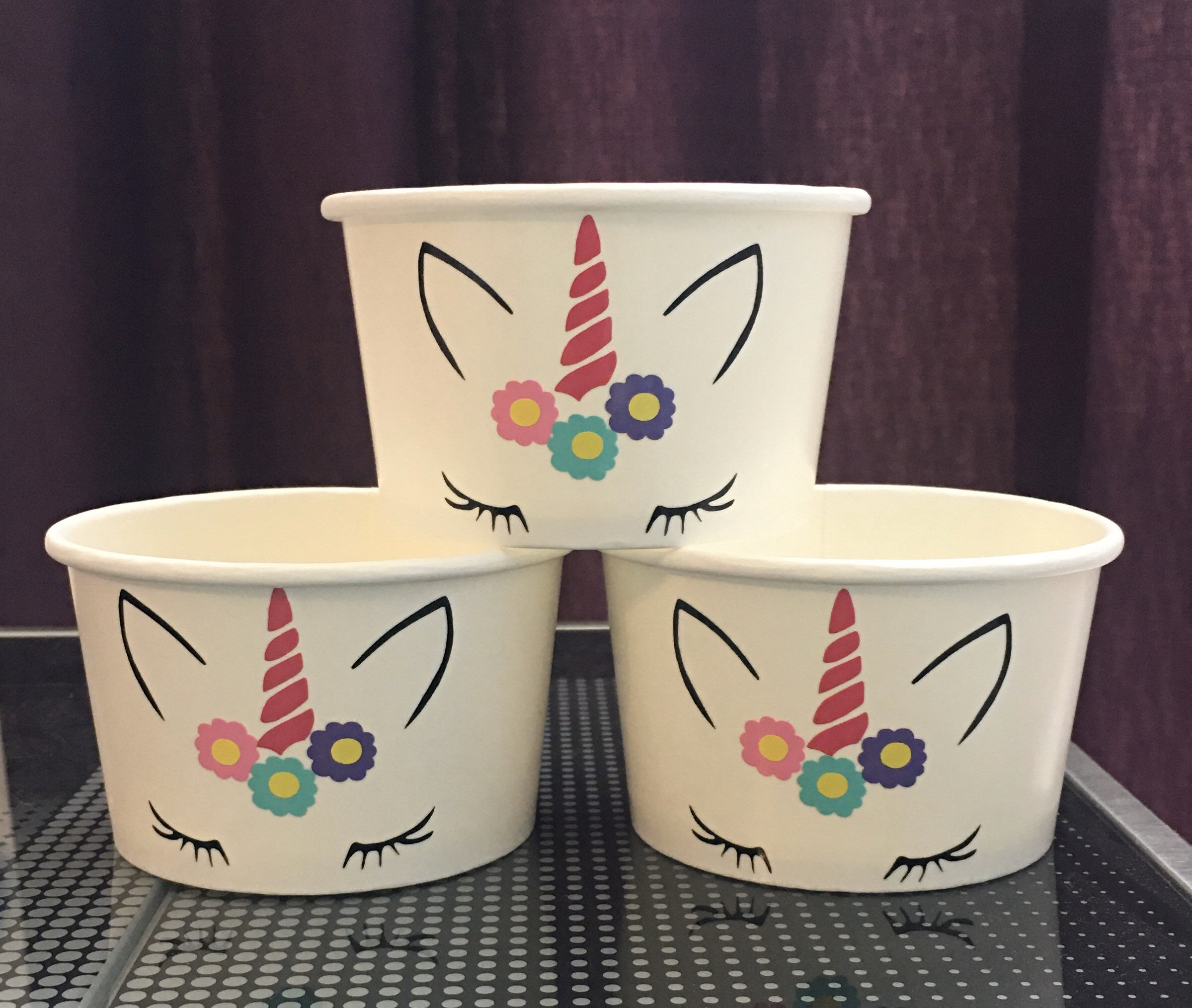 Unicorn Party Cups Ice cream Treat Food Bowl Unicorns Birthday