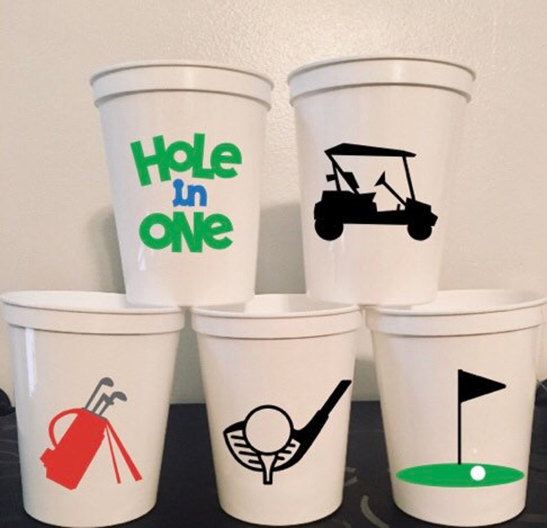 Golf Party Cups Reusable Golfing Birthday Custom Colors Free image 1