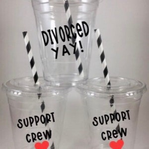 Divorce Party Cups Disposable Set Divorced Support Crew