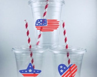 American Flag 4th of July PARTY CUPS Independence Day Red White Blue