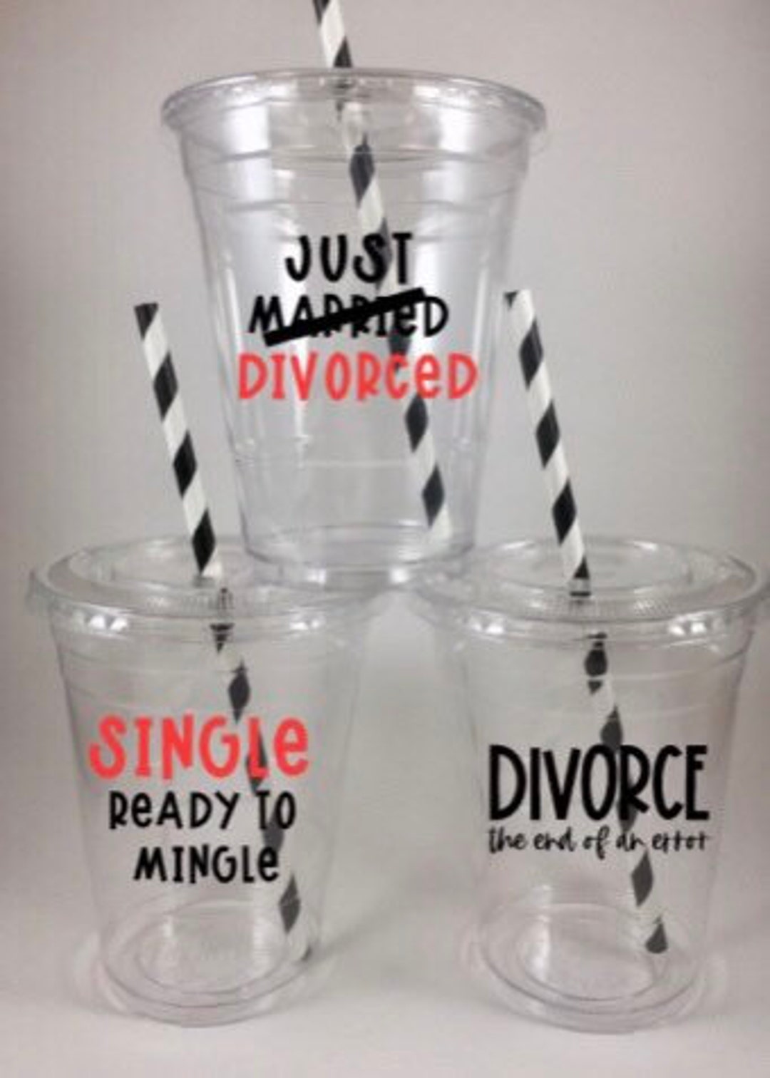 Divorce Party Cups Disposable Set Lids and Straws Divorced Single Etsy